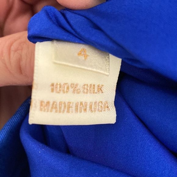 NWOT Marchesa Royal Blue Silk One shoulder Cocktail Mini Dress - Picture 9 of 11